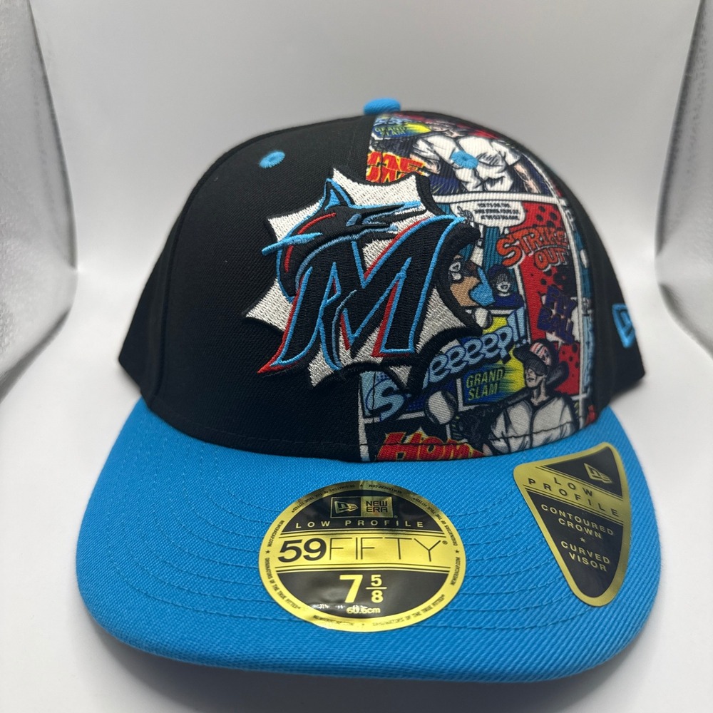 New Era 59FIFTY Low Profile Miami Marlins Comic Book Hat 7 5/8 60692988